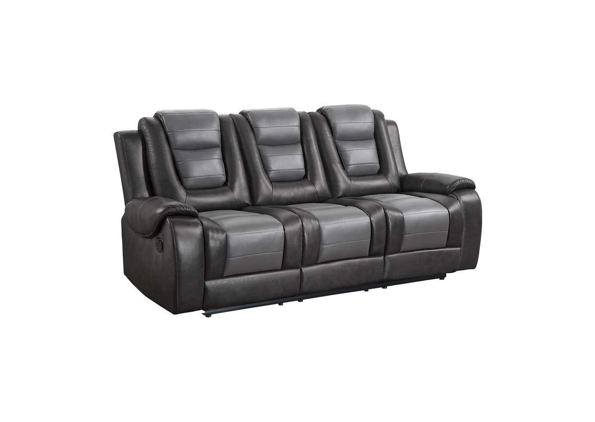 9470GY-3 Briscoe Double Reclining Sofa with Center Drop-Down Cup Holders