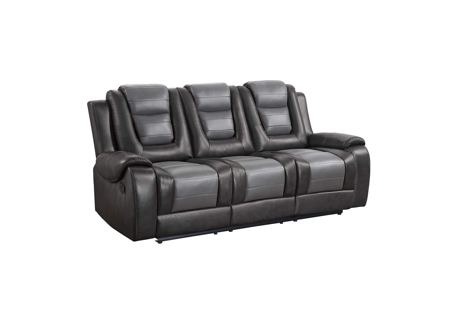 9470GY-3 Briscoe Double Reclining Sofa with Center Drop-Down Cup Holders