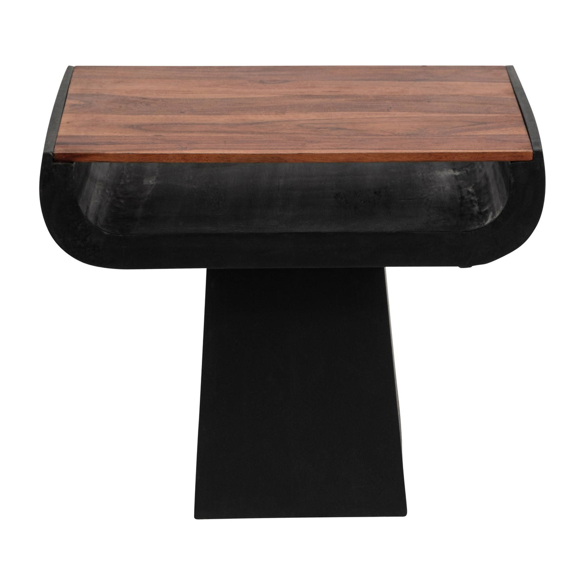 Wood 22" x 19" Modern Side Table - Black/Dk Brown