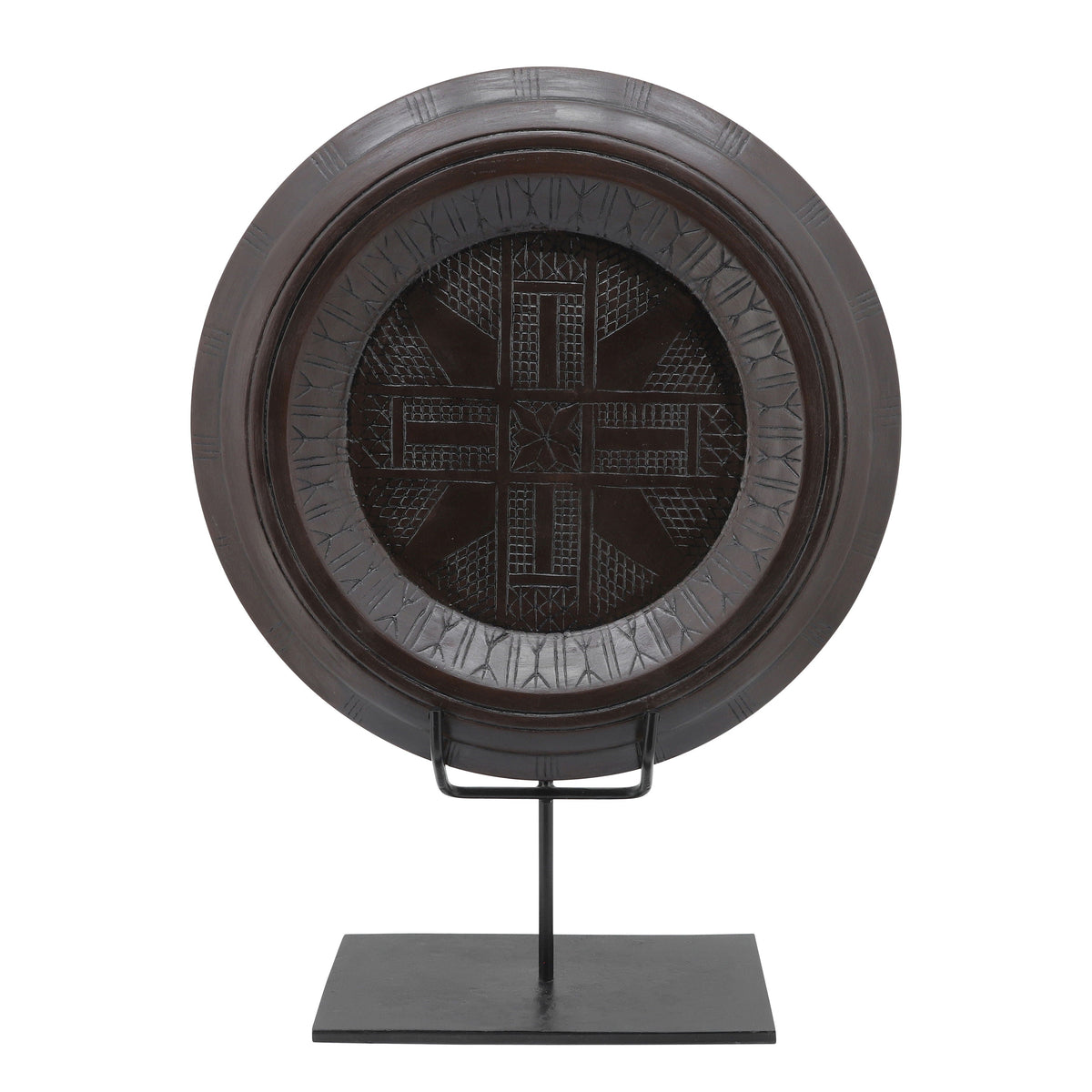Wood Aztec Table Accent 24" - Brown