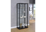 950170 Delphinium 4-Shelf Clear Glass Curio Display Cabinet Black