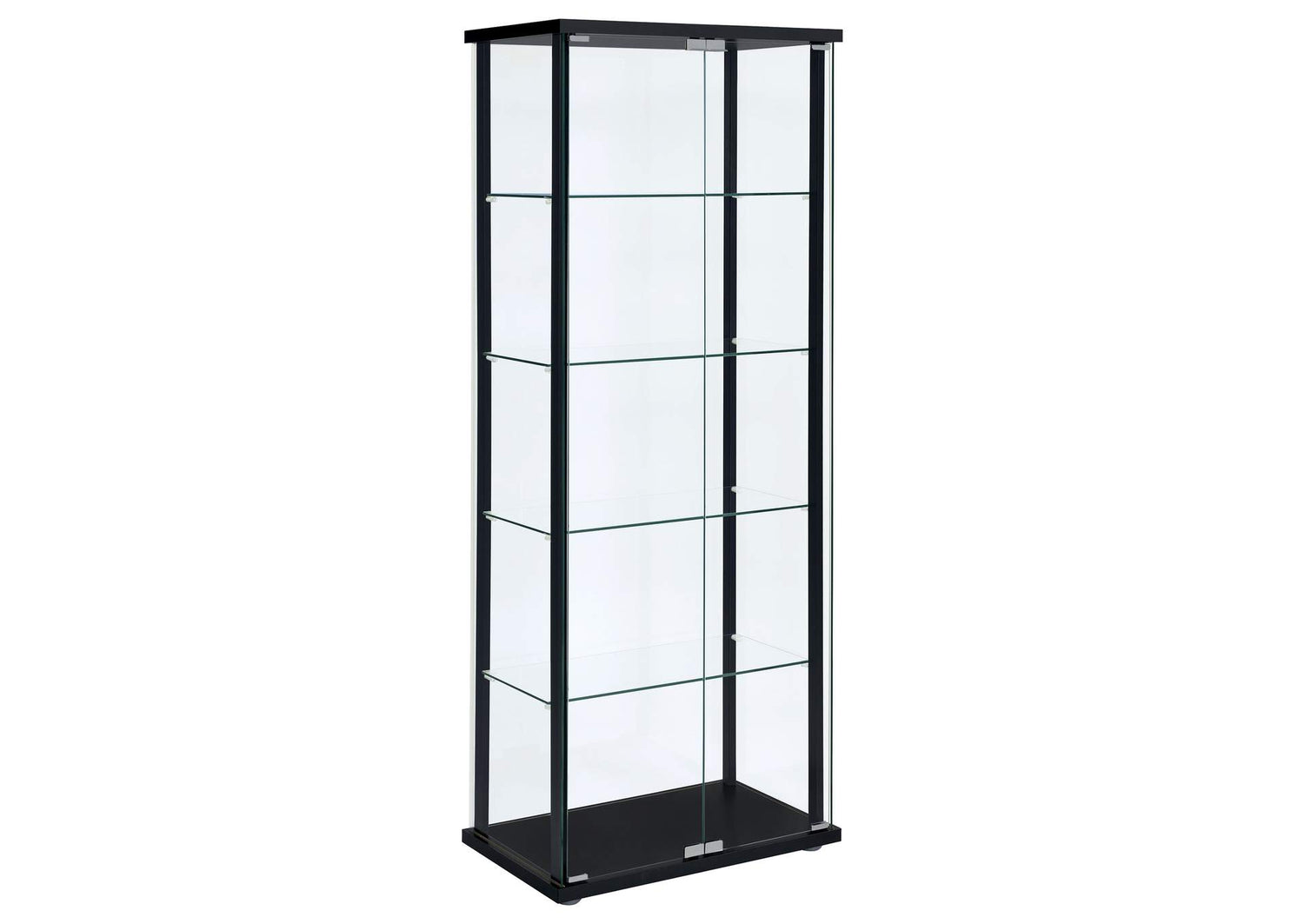 Delphinium 4-Shelf Clear Glass Curio Display Cabinet Black