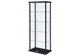 950170 Delphinium 4-Shelf Clear Glass Curio Display Cabinet Black