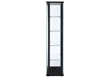 950170 Delphinium 4-Shelf Clear Glass Curio Display Cabinet Black