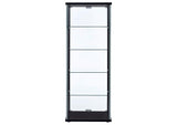 950170 Delphinium 4-Shelf Clear Glass Curio Display Cabinet Black