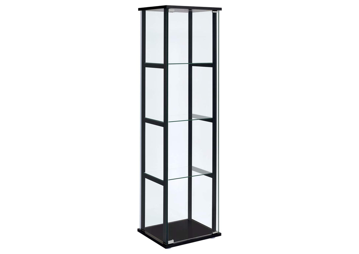 Cyclamen 4-shelf Clear Glass Curio Display Cabinet Black