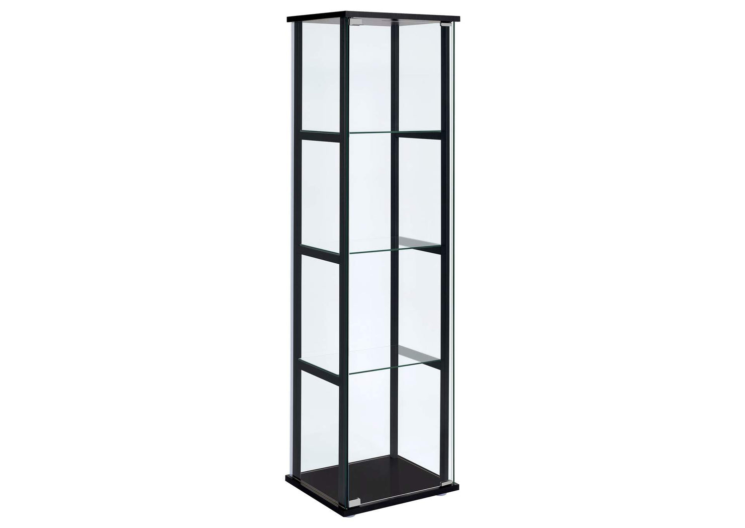 Cyclamen 4-shelf Clear Glass Curio Display Cabinet Black