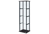 950171 Cyclamen 4-shelf Clear Glass Curio Display Cabinet Black