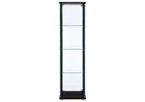950171 Cyclamen 4-shelf Clear Glass Curio Display Cabinet Black