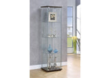 950172 Bellatrix 3-shelf Clear Glass Curio Cabinet Cappuccino