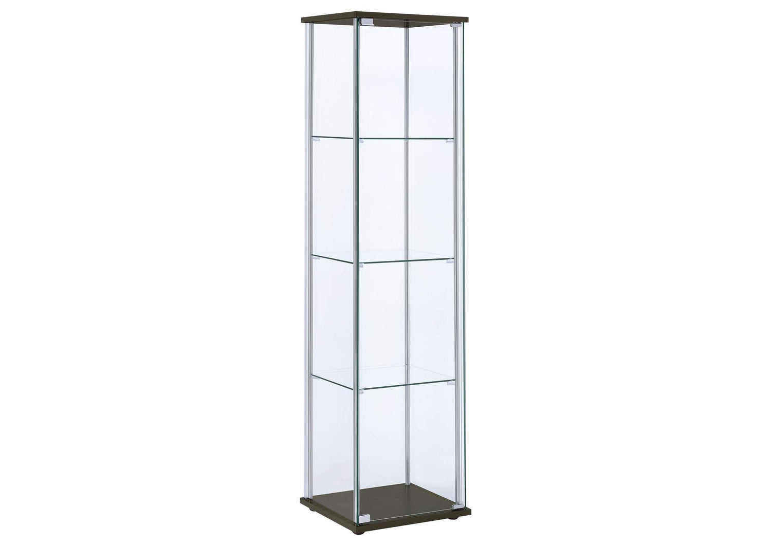 Bellatrix 3-shelf Clear Glass Curio Cabinet Cappuccino