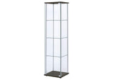 950172 Bellatrix 3-shelf Clear Glass Curio Cabinet Cappuccino