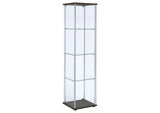950172 Bellatrix 3-shelf Clear Glass Curio Cabinet Cappuccino