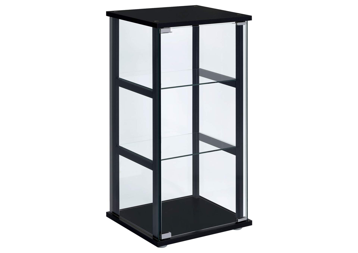 Cyclamen 3-shelf Clear Glass Curio Display Cabinet Black