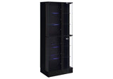 950398 Cabra 4-door LED Curio Display Cabinet Black High Gloss