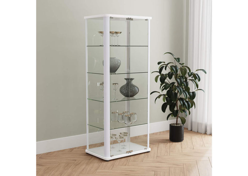 950399 Aero 5-shelf Display Curio Cabinet with LED Lighting White