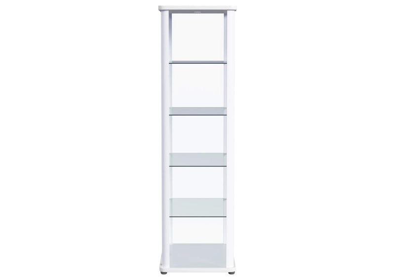 950399 Aero 5-shelf Display Curio Cabinet with LED Lighting White