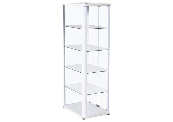 950399 Aero 5-shelf Display Curio Cabinet with LED Lighting White