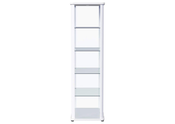 950399 Aero 5-shelf Display Curio Cabinet with LED Lighting White