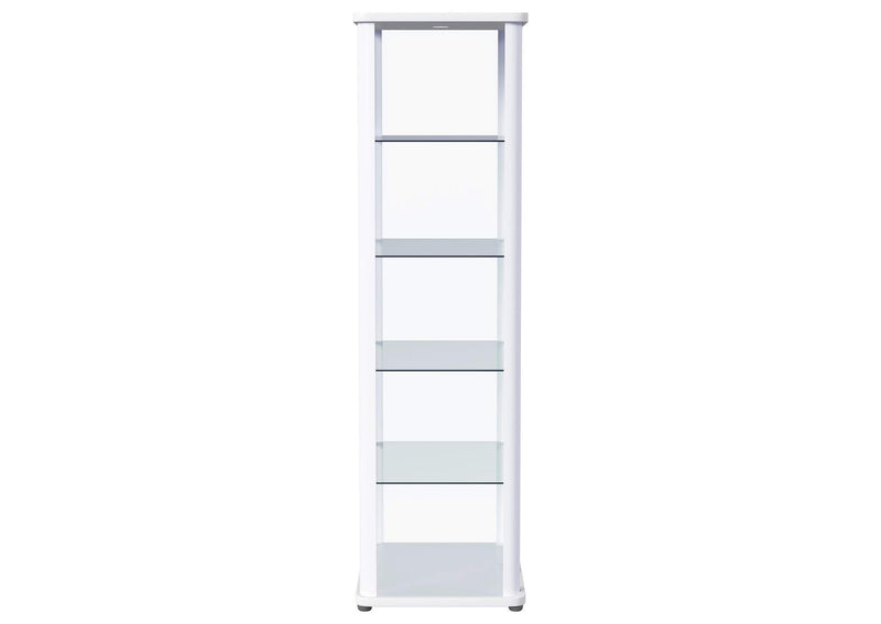 950399 Aero 5-shelf Display Curio Cabinet with LED Lighting White