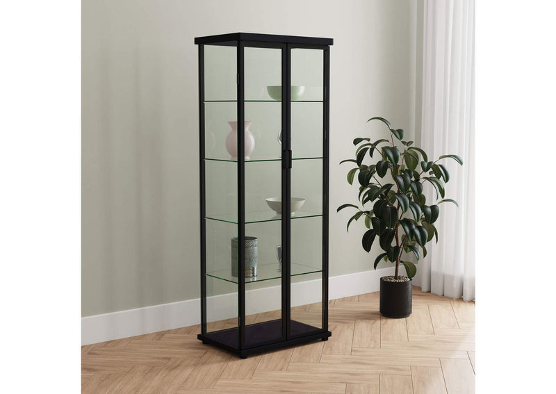 950400 Aero 4-shelf Display Curio Cabinet with LED Lighting Black