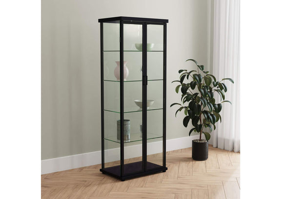 950400 Aero 4-shelf Display Curio Cabinet with LED Lighting Black