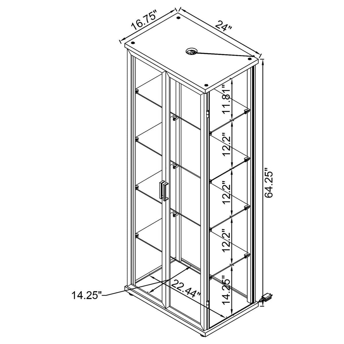 950400 Aero 4-shelf Display Curio Cabinet with LED Lighting Black