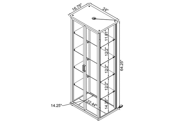 950400 Aero 4-shelf Display Curio Cabinet with LED Lighting Black