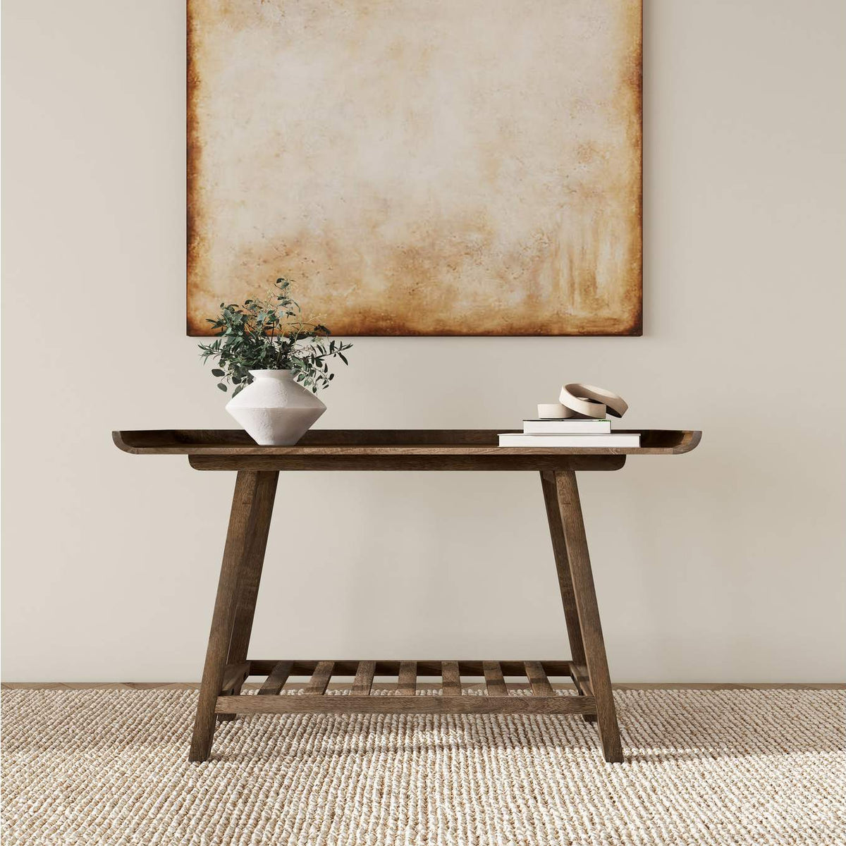 950415 Ornelas 46-inch Console Table with Slatted Shelf Mango Brown