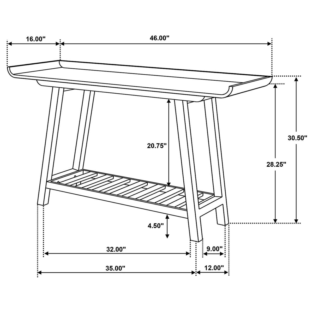 950415 Ornelas 46-inch Console Table with Slatted Shelf Mango Brown