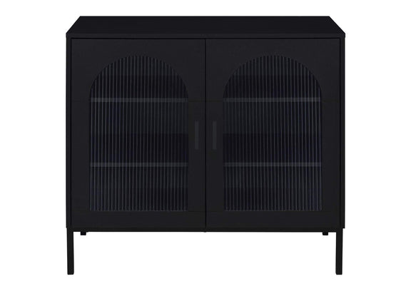 950420 Jess 2-door Arched Fluted Glass Accent Cabinet Black