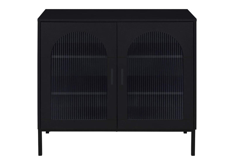 950420 Jess 2-door Arched Fluted Glass Accent Cabinet Black