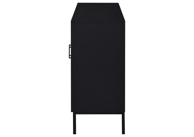 950420 Jess 2-door Arched Fluted Glass Accent Cabinet Black