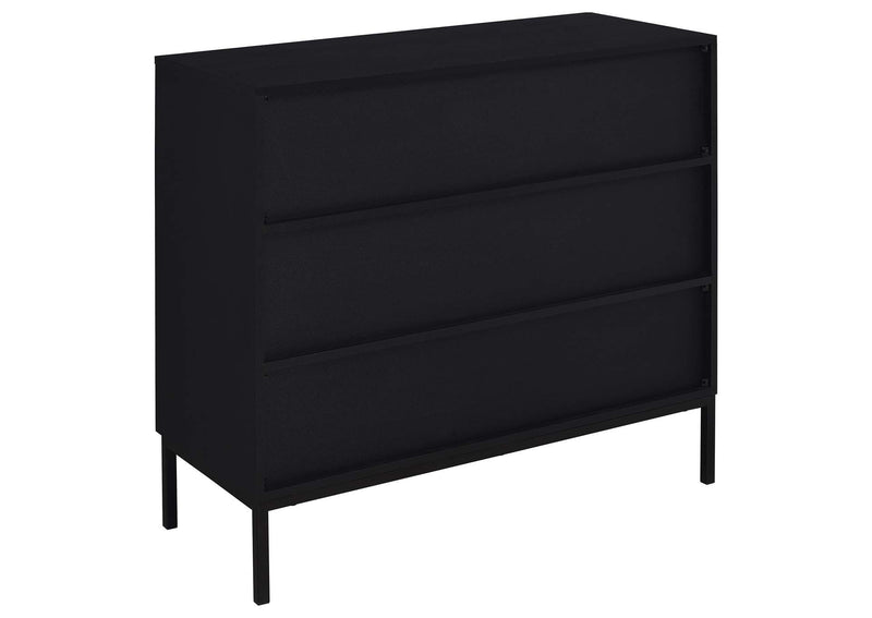 950420 Jess 2-door Arched Fluted Glass Accent Cabinet Black