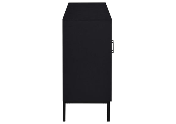 950420 Jess 2-door Arched Fluted Glass Accent Cabinet Black