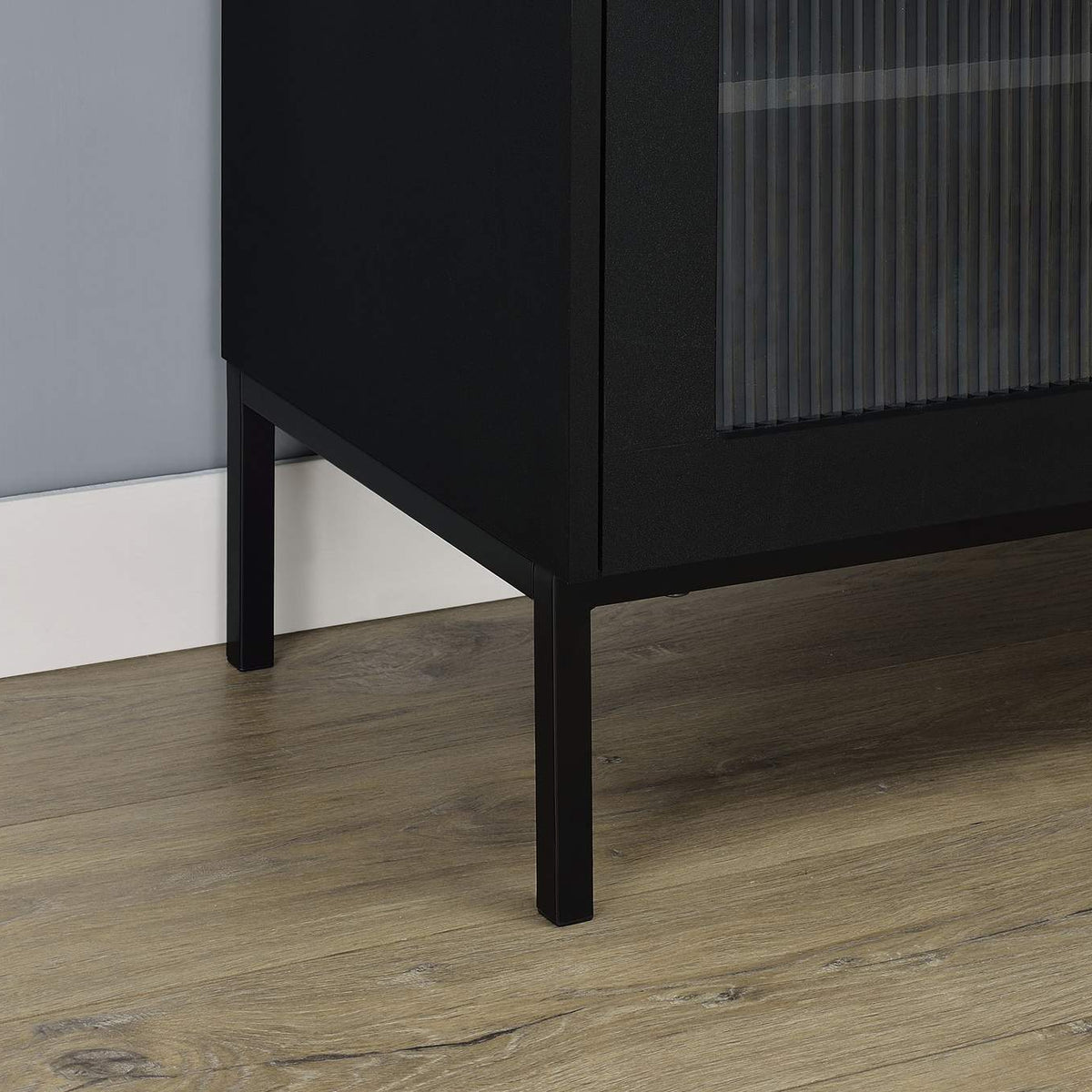 950420 Jess 2-door Arched Fluted Glass Accent Cabinet Black
