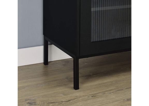 950420 Jess 2-door Arched Fluted Glass Accent Cabinet Black