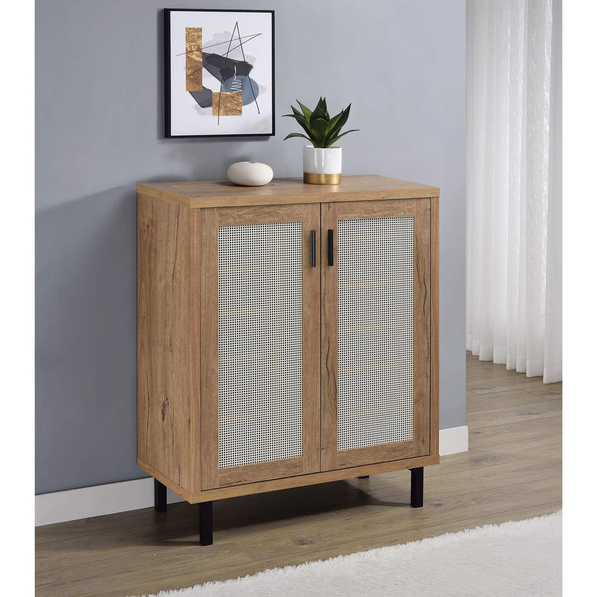 950421 Teller 2-door Shoe Storage Cabinet Natural Oak