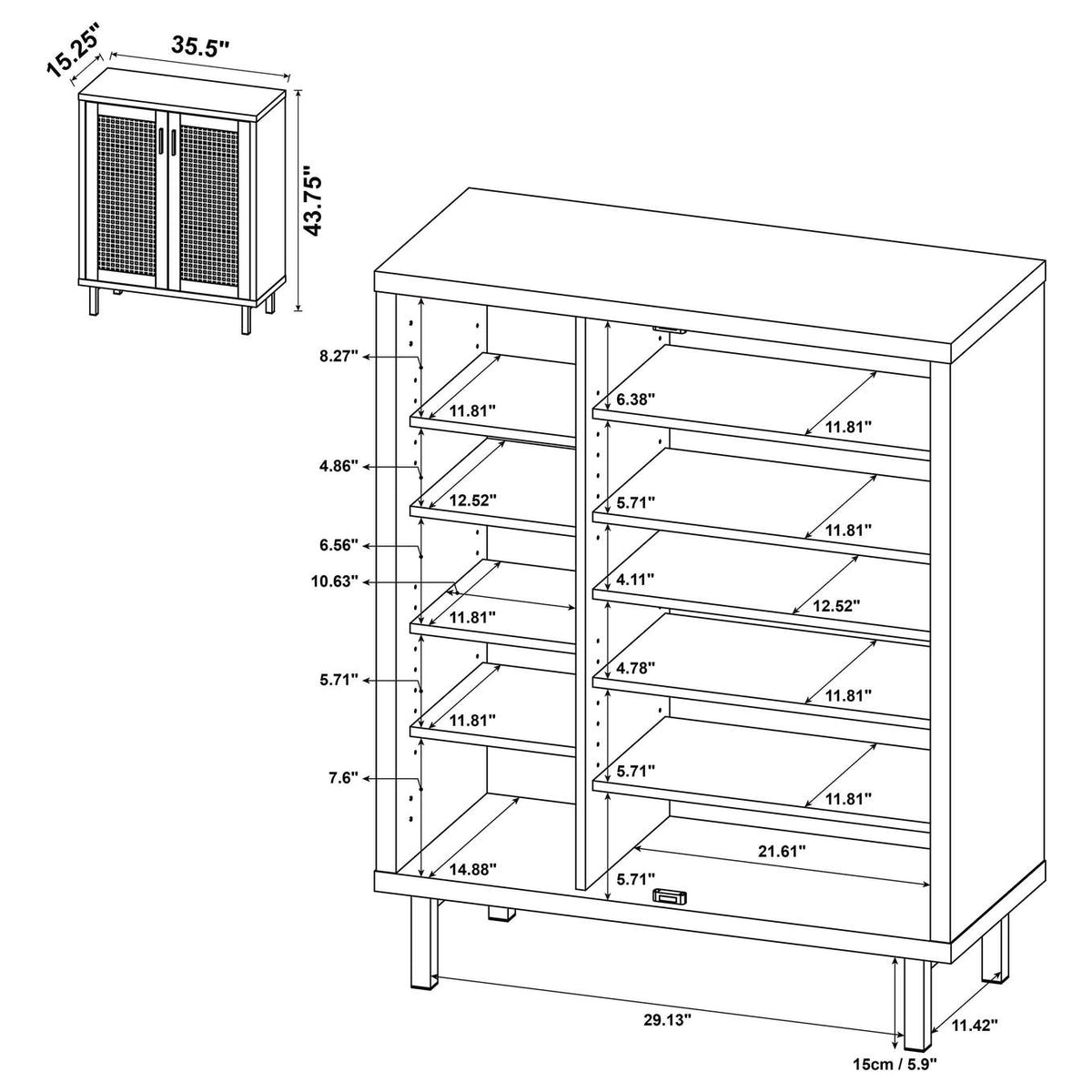 950421 Teller 2-door Shoe Storage Cabinet Natural Oak