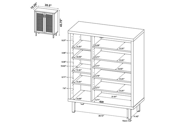 950421 Teller 2-door Shoe Storage Cabinet Natural Oak