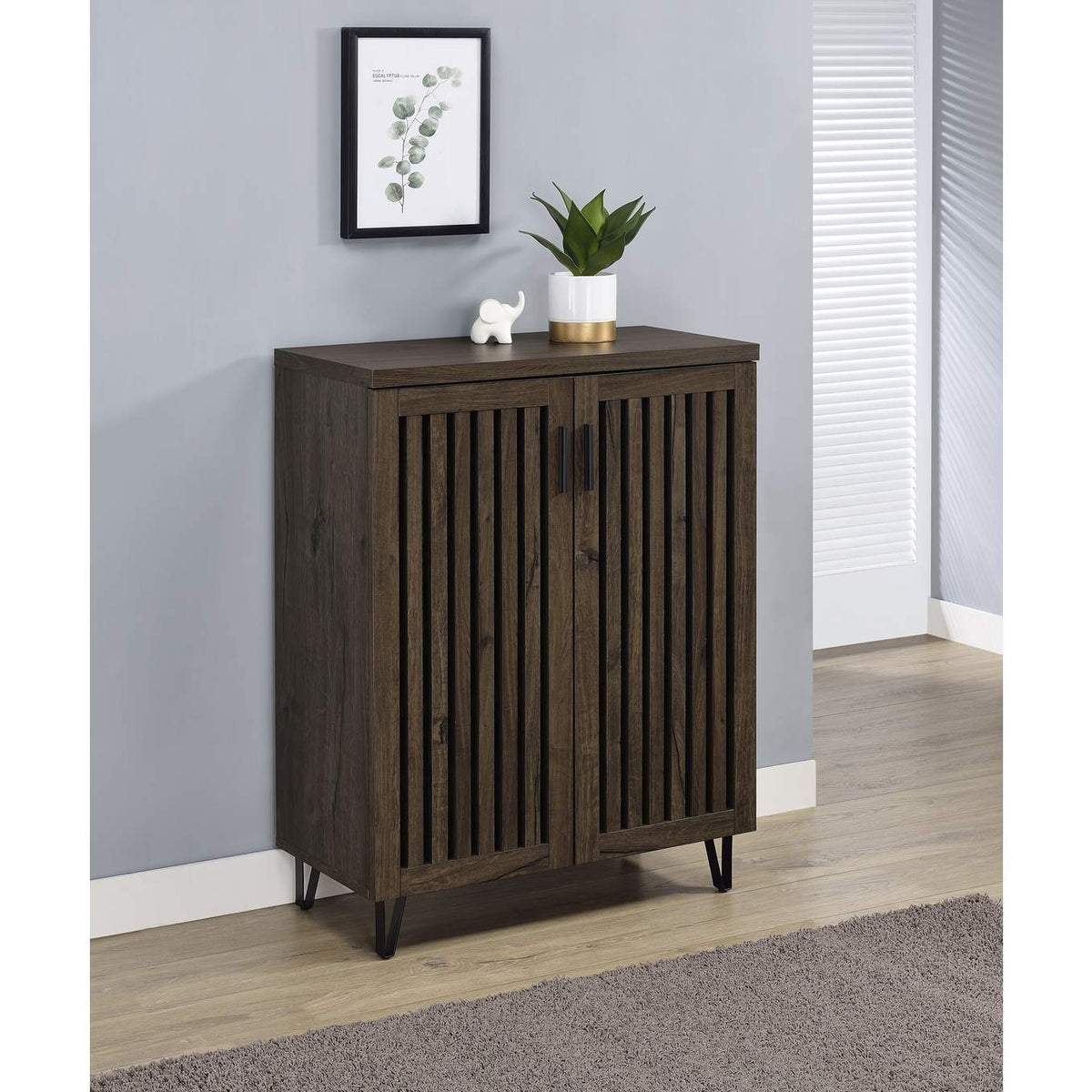 950423 Brixton 2-door Entryway Shoe Storage Cabinets Smoked Oak