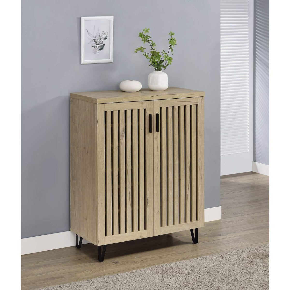 950424 Brixton 2-door Entryway Shoe Storage Cabinets White Oak