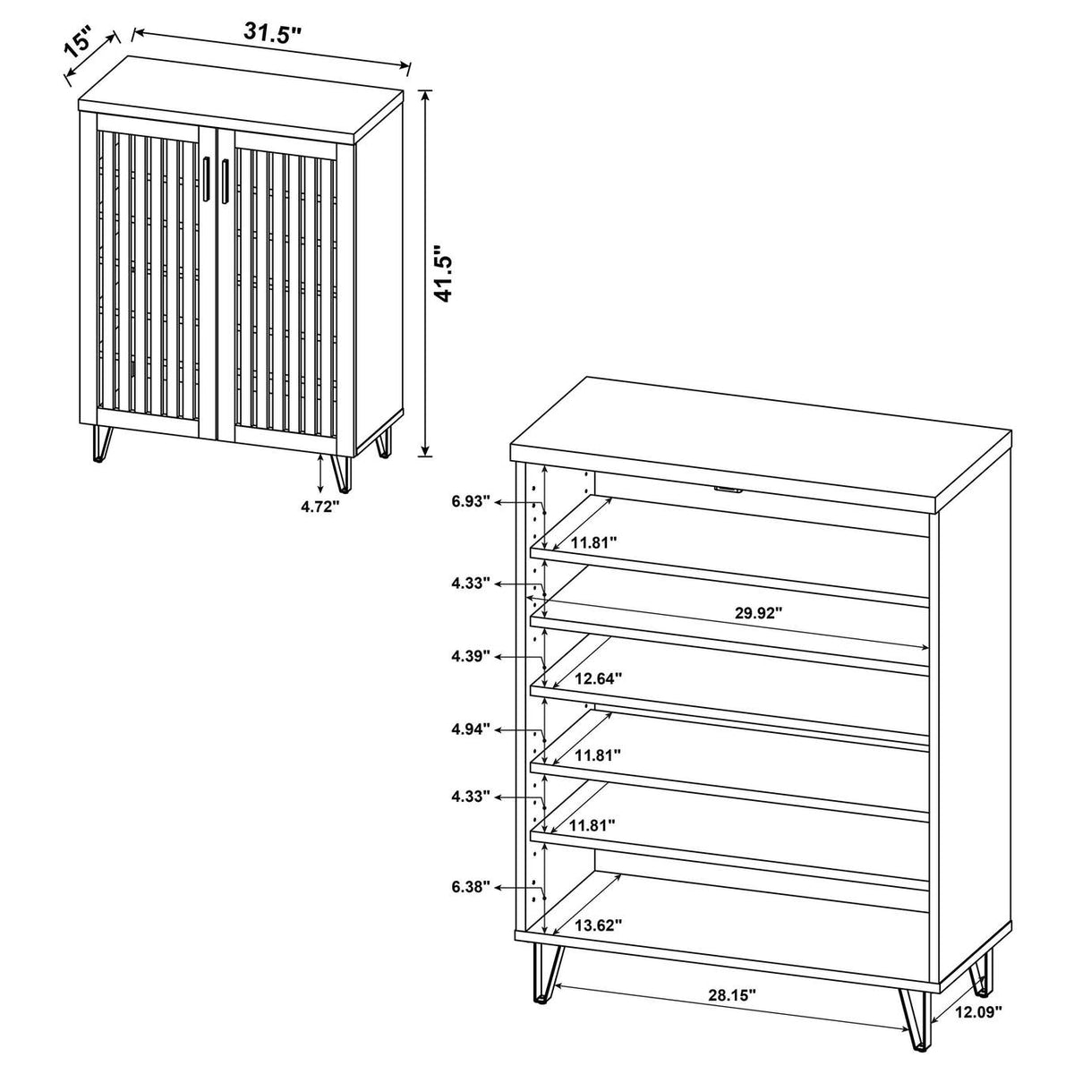 950424 Brixton 2-door Entryway Shoe Storage Cabinets White Oak