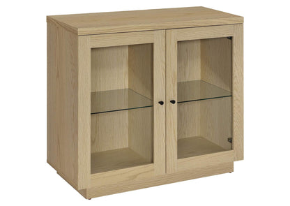 950429 Tilbury 2-door Glass Front Accent Display Cabinet Light Oak