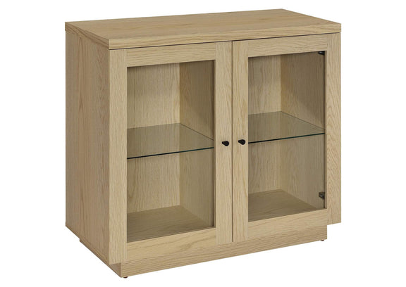 950429 Tilbury 2-door Glass Front Accent Display Cabinet Light Oak