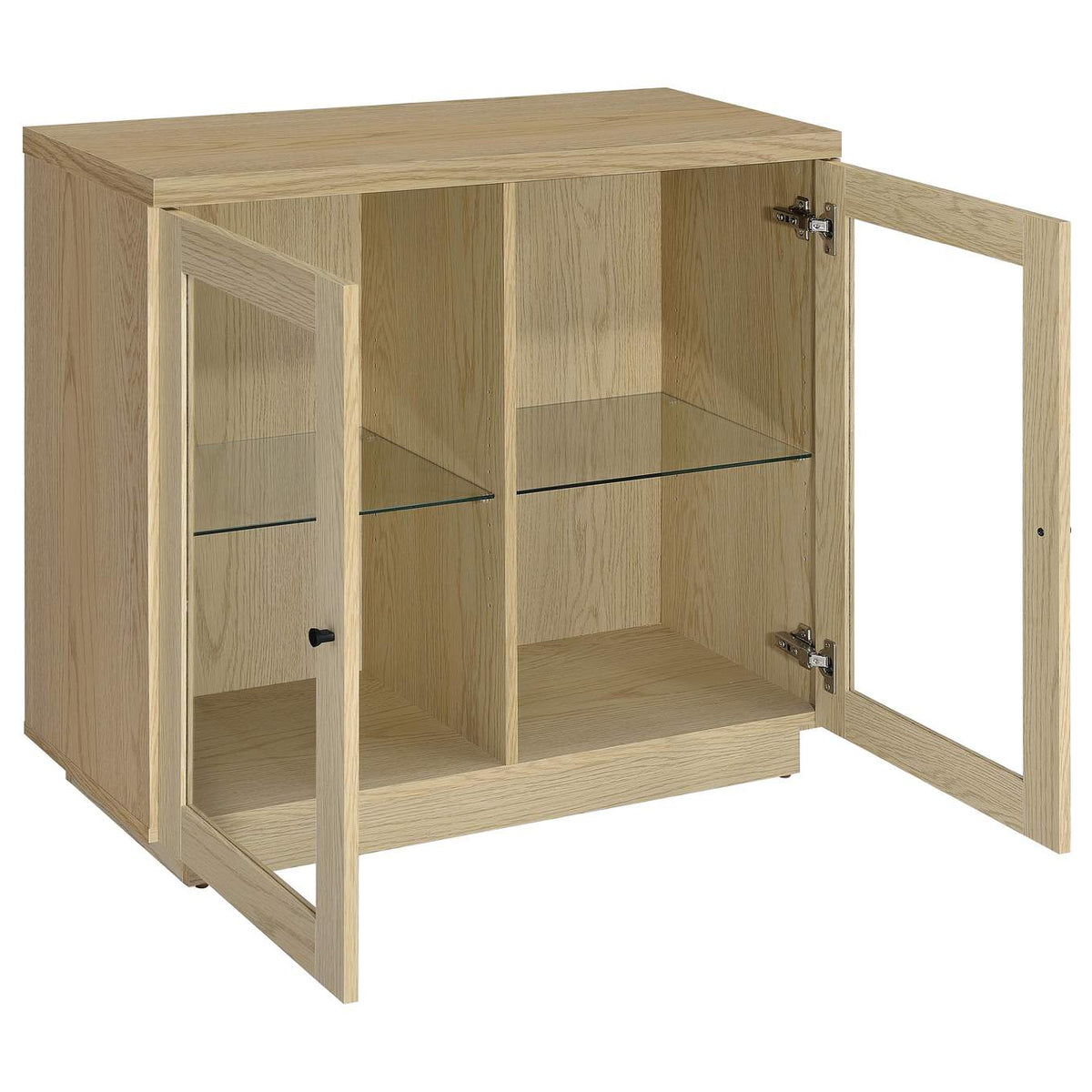 950429 Tilbury 2-door Glass Front Accent Display Cabinet Light Oak