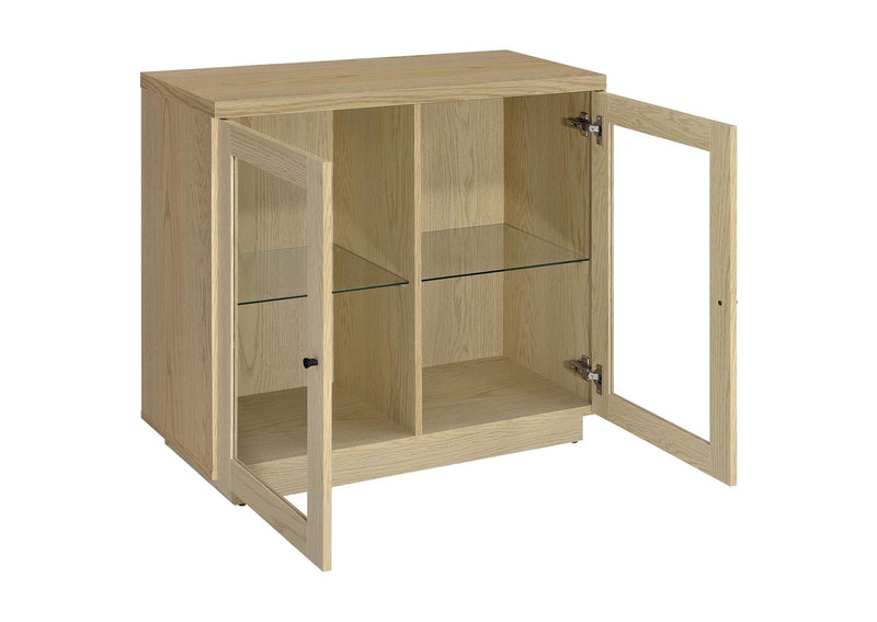 950429 Tilbury 2-door Glass Front Accent Display Cabinet Light Oak