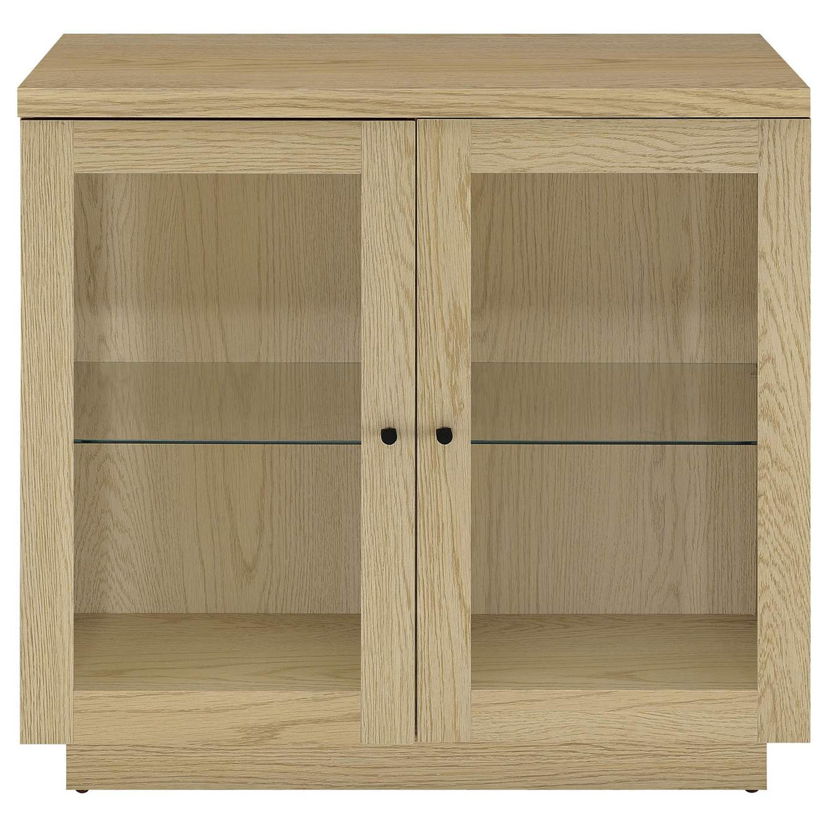 950429 Tilbury 2-door Glass Front Accent Display Cabinet Light Oak