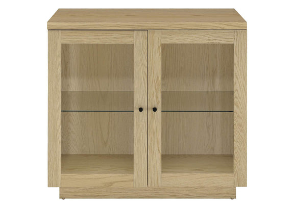 950429 Tilbury 2-door Glass Front Accent Display Cabinet Light Oak