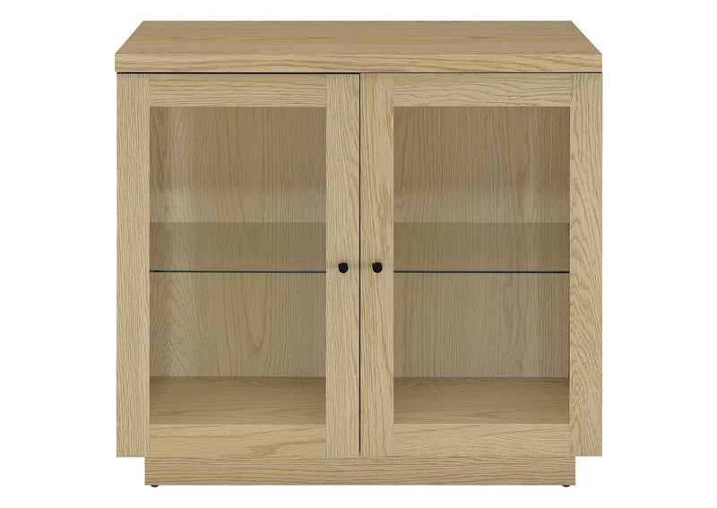 950429 Tilbury 2-door Glass Front Accent Display Cabinet Light Oak